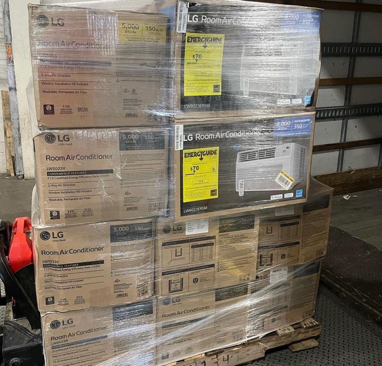 Wholesale Air Conditioner Pallet Liquidation for sale – bulk units stacked ready for shipping